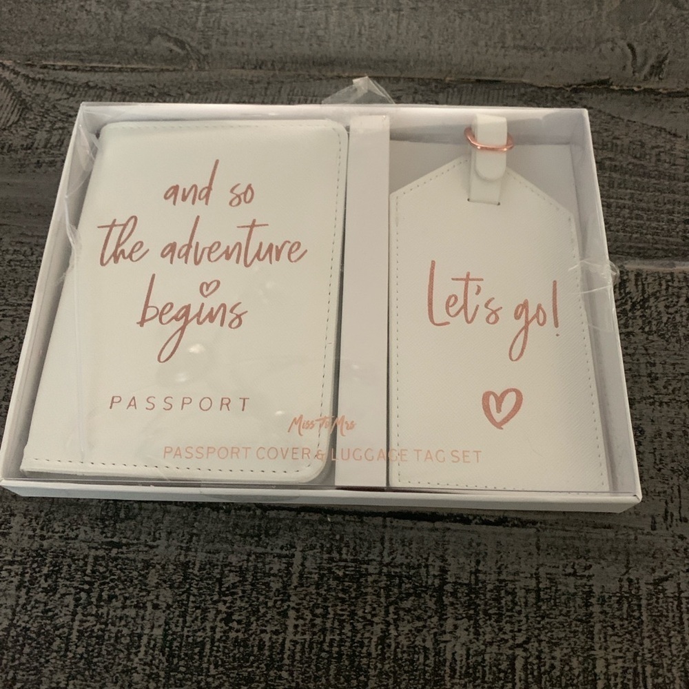 Miss to Mrs White Passport Cover and Luggage Tag Set, NIB